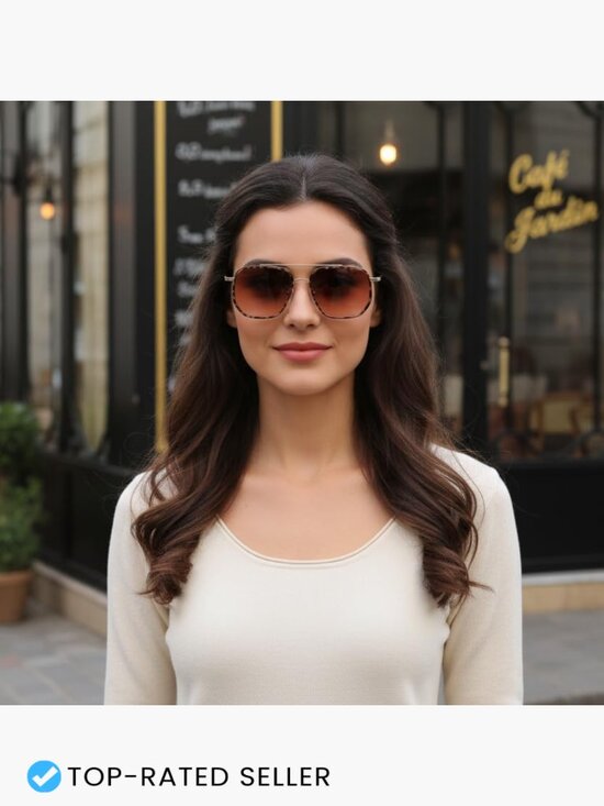 Retro Aviator Sunglasses Vintage Classic Square Metal Frame Trendy Shades main image 6